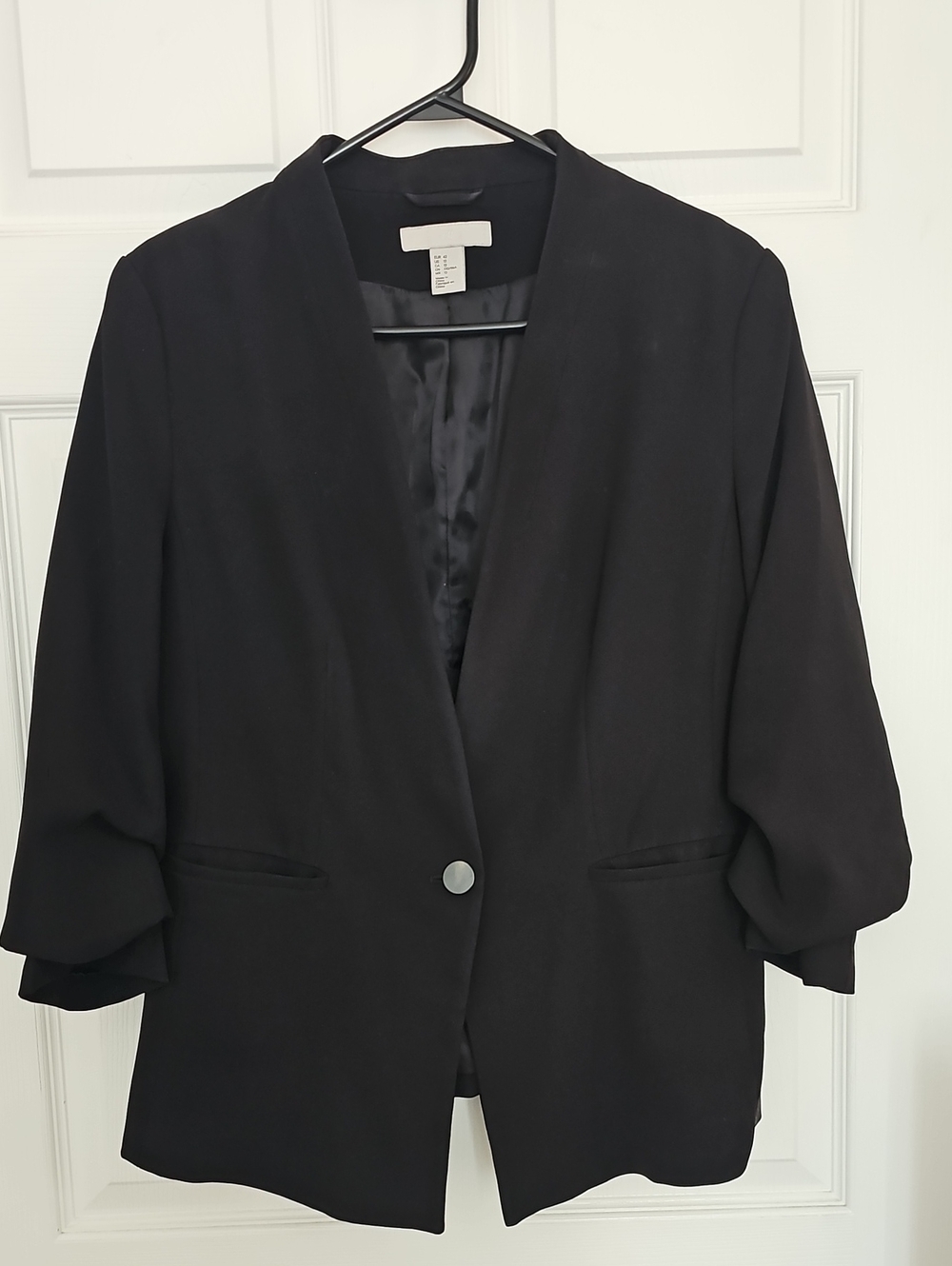 H&M Black Women's Open-Front Single-Button Blazer
